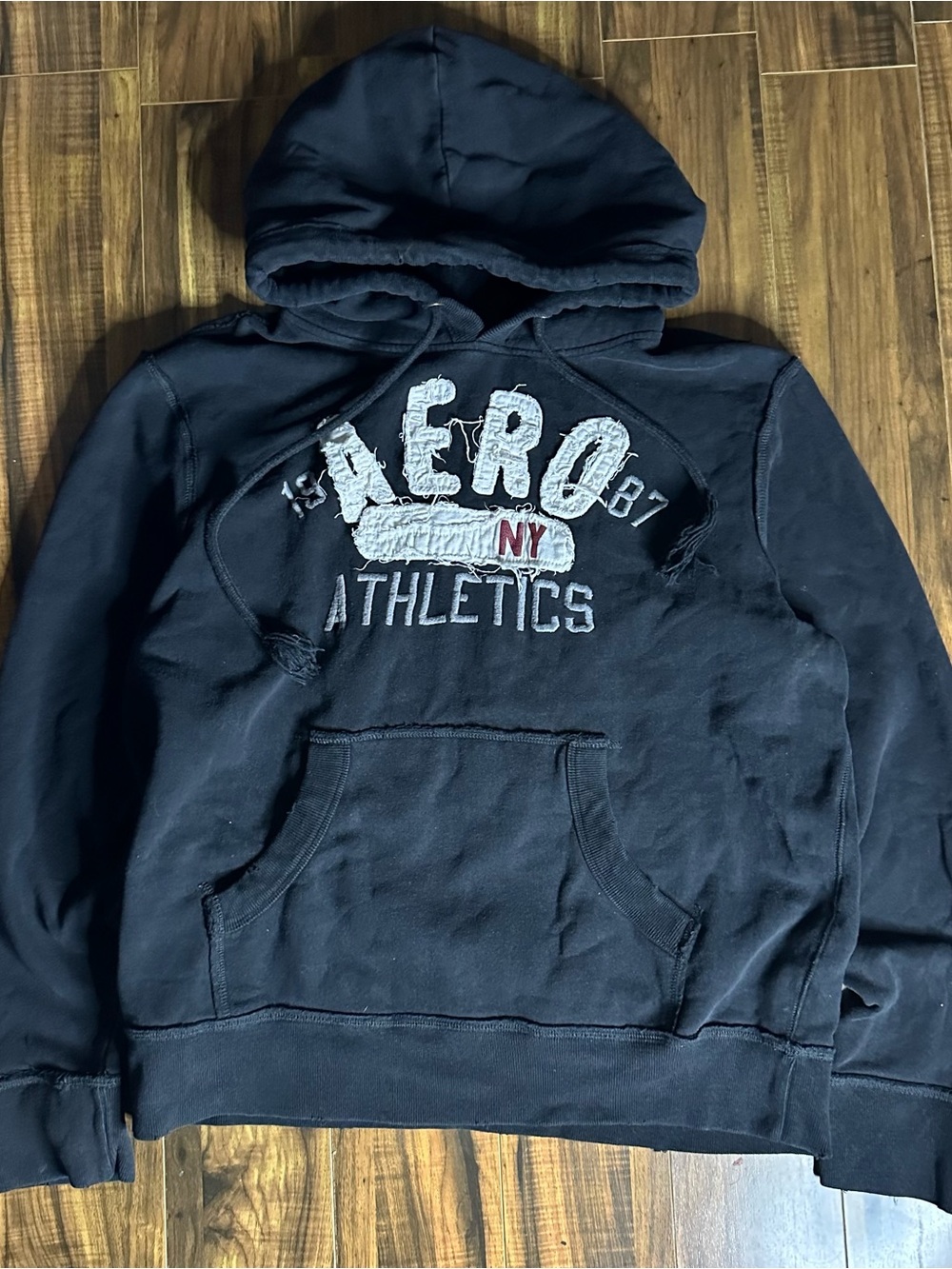 Aeropostale  Men's Hooded Pullover Sweatshirt - Black
